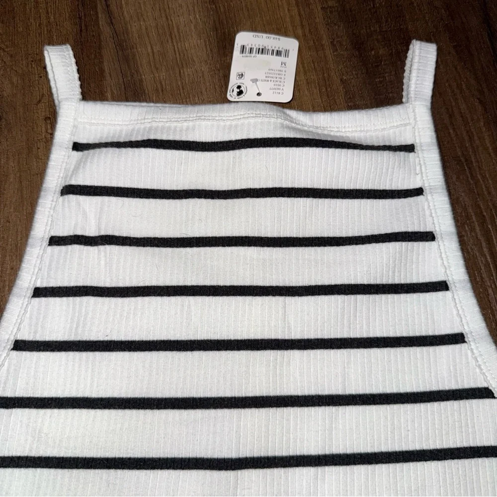 NWT Free People We the Free White & black High Neck Tank Top